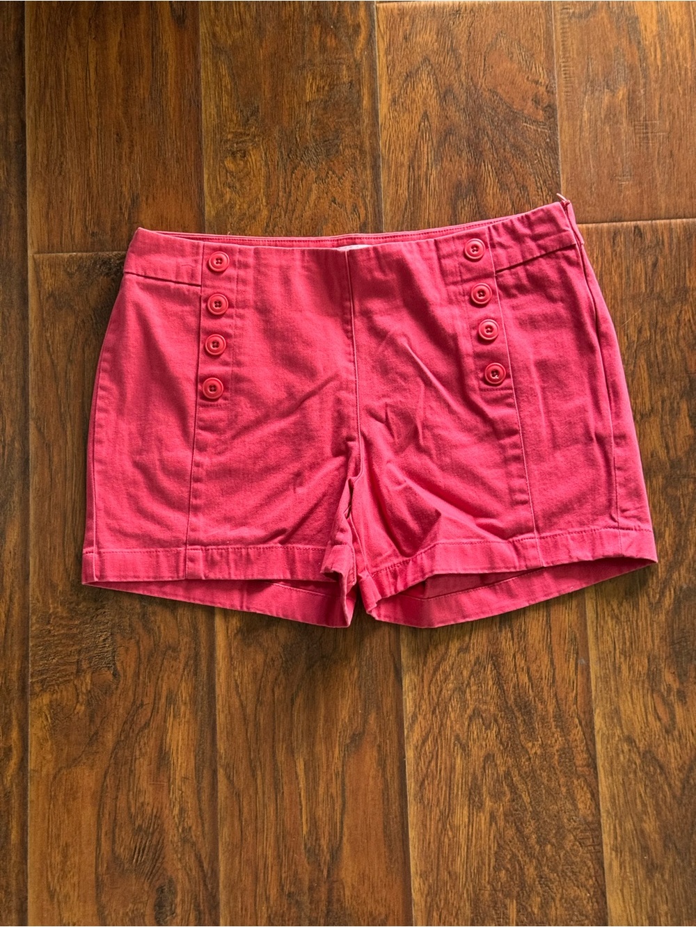 High-Rise Rose Pink Button-Detail Women's Shorts